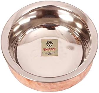 bona fide copper Serving Bowl,Stainless Steel Hammered Karahi and bowl