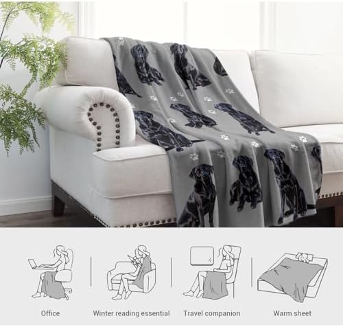 Jekeno Labrador Retriever Gifts Blanket, Black Lab Dog Decor 50"x60"