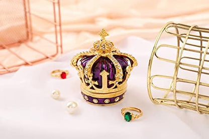 QIFU Hand Painted Purple Royal Crown Style Decorative Enameled Trinket