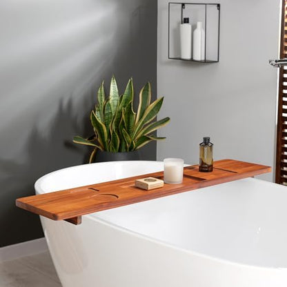 39 Inch Teak Bathtub Tray for Freestanding Tubs, Luxury Bath Caddy