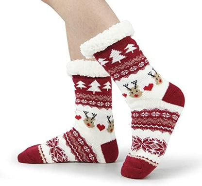 BenSorts Women Winter Thick Slipper Socks with Grippers Warm Fuzzy