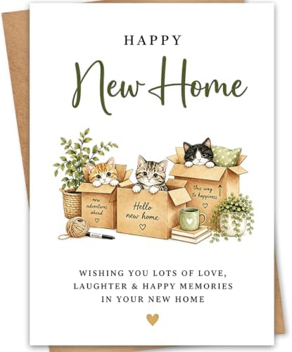 Hongshan New Home Card,Cute Housewarming Gift for Women Men Cat Lovers