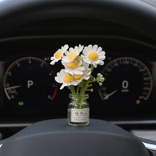 Daisy Flower Car Accessories for Women Interior Aesthetic, 3 Pcs Daisy
