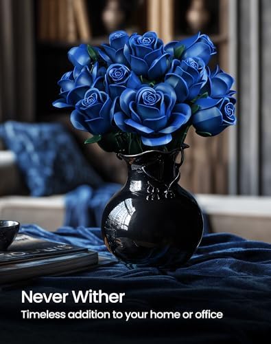 iATOM Blue Rose Bouquet Building Set, 12Pcs Flowers Botanical