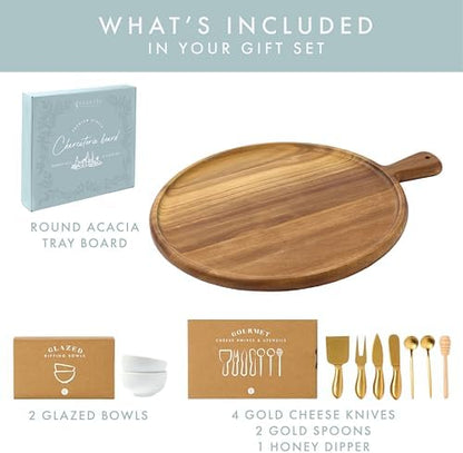 Charcuterie Board Set with Serving Accessories, Acacia Wood