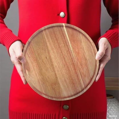 Round Wooden Plates,Acacia Wooden Circle Decorative Serving Trays