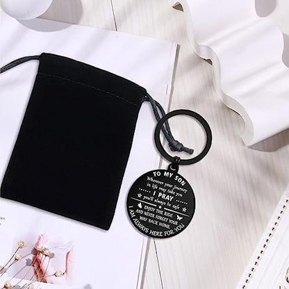 ENGZHI Son Christmas Keychain, Son Gifts for Teen Boys Stocking