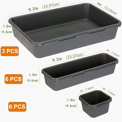 Kutesna 15PCS Interlocking Drawer Organizer, Plastic Desk Organizers