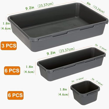 Kutesna 15PCS Interlocking Drawer Organizer, Plastic Desk Organizers