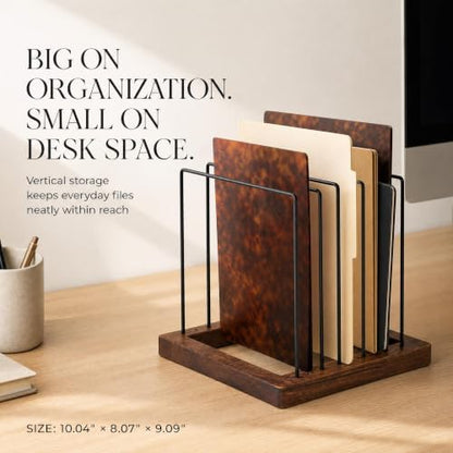 ZICOTO Stylish File Organizer for Desk - Premium Wooden Document
