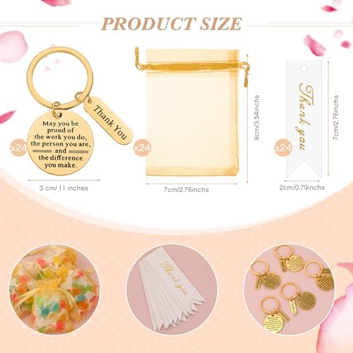 Yinkin 72 Pcs Employee Appreciation Gifts Bulk Thank You Keychains