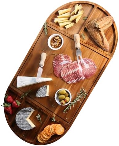 Large Charcuterie Board Set - 3 Part Unique Long & Round - Magnetic