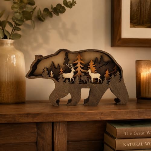 Drawely 3D Wooden Animals Carving, Wood Carving Animals Wall Decor