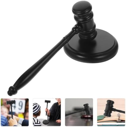 Black Wooden Judge Gavel Set with Base for Courtrooms