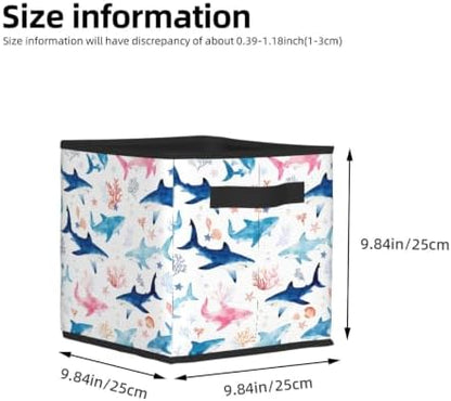 Fabric Storage Bins Closet Storage Bins - shark ocean pink blue 2