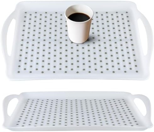 MDLUU Non-Slip Serving Tray with Handles, Food Serving Platter, Set of