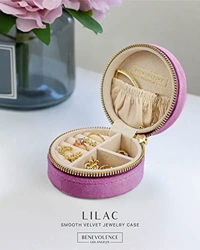 Benevolence LA Velvet Travel Jewelry Box for Women – Compact Round