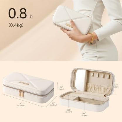 Travel Jewelry Case, Travel Jewelry Box Organizer with Mirror, 4.1 x 8