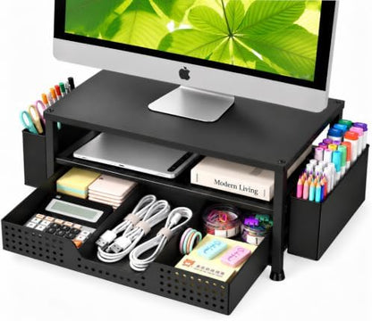 ECOLOVI Desk Organizer and Accessories, 2-Tier Computer Monitor Stand