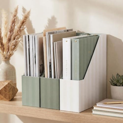 Beautiful Magazine Holder Set of 3 - Sturdy File Holder for Desk or