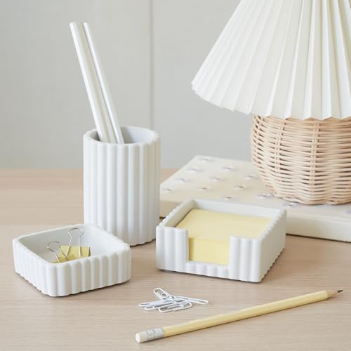 Modern Aesthetic Desk Accessories Set of 3 - Stylish Concrete