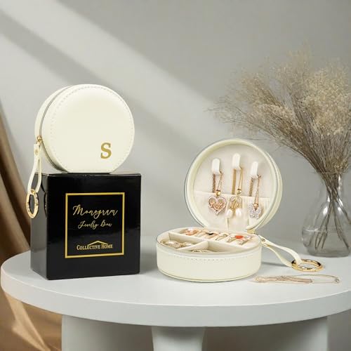 COLLECTIVE HOME Monogram Jewelry Box for Travel - 4.5 Inch Spacious