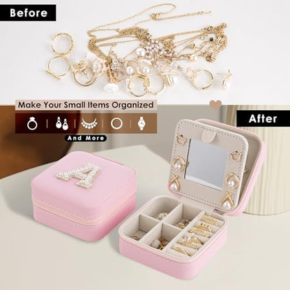 Birthday Gifts for Women - Initial & Travel Jewelry Case, Organizer