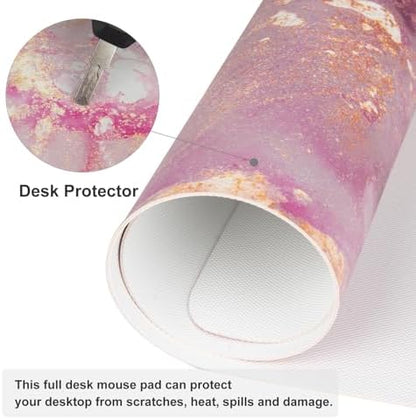 QiyI PU Leather Large Mouse Pad, Office Decor, 31.5" x 15.7", Rose