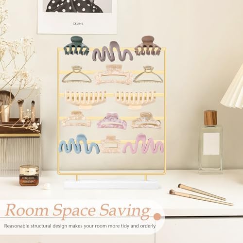 SNOWSTAR Hair Claw Clip Holder Organizer - 5 Tier Iron Rod Hair Clip