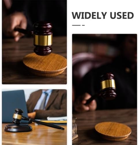Wooden Judge Gavel Set with Base for Office Desk Display