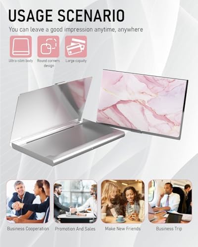 Business Card Metal Slim Organizer, Professional Stainless Steel