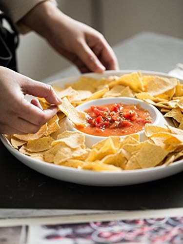 LAUCHUH Chip & Dip Serving Set of 1, Porcelain Divided Serving
