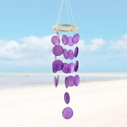 Capiz Wind Chimes for Outside, Outdoor Seashell Hanging Beach Coast