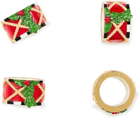 MACKENZIE-CHILDS Set of 4 Polyresin Napkin Rings, Cute Napkin-Holder