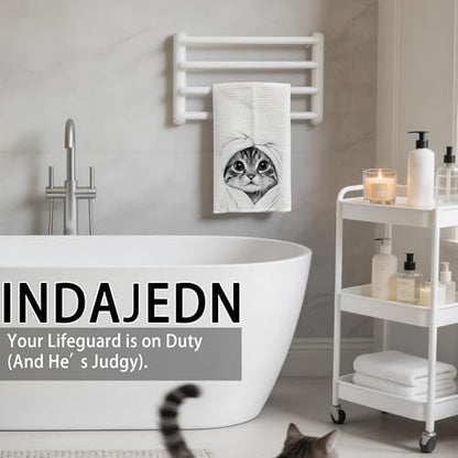Funny Cat Gifts Hand Towels, Cute Tabby Cat Hand Towels for Bathroom