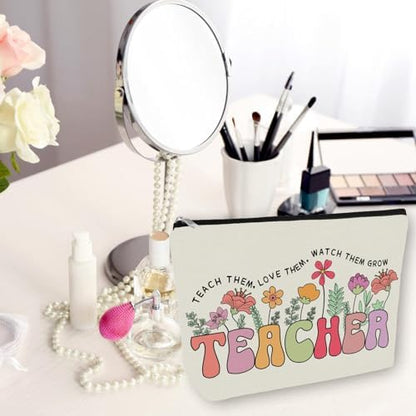 Teacher Appreciation Gifts Makeup Bag for Women & Girls, Teach Them