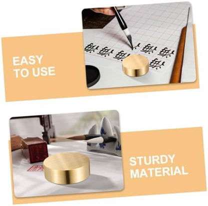 Brass Calligraphy Paperweights 2pcs for Office Desk Decor