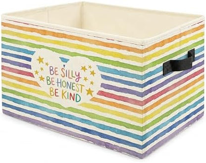 Rainbow Play Room Storage Bins with Handles, Playroom Decor