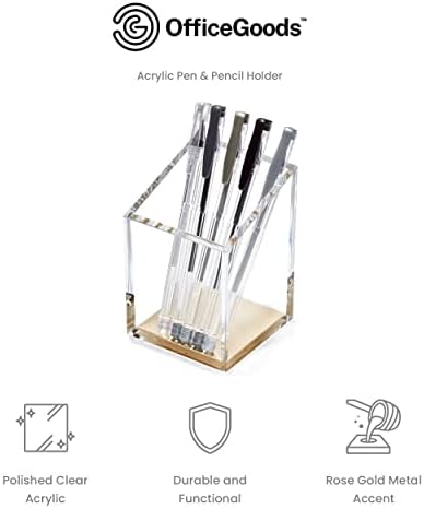 OfficeGoods Acrylic Pen and Pencil Holder, Gold