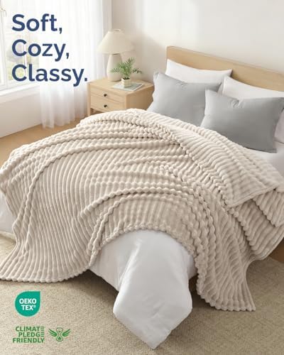 Fleece Blanket Throw Size - College Dorm Room Essentials - 50x60