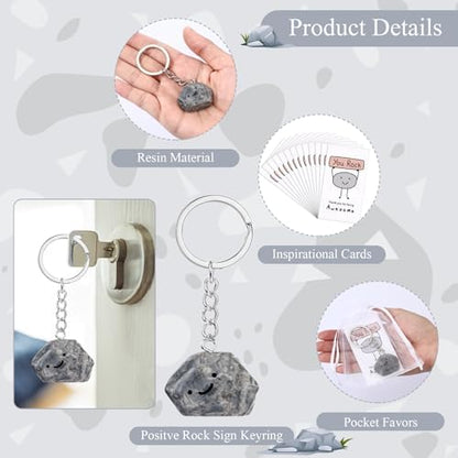 30 Set Inspirational You Rock Gift Smile Stone Keychain with Positive