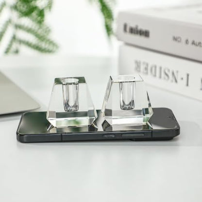 2-Pack Crystal Single Pen Holder for Desk, 1.8" Fancy Fountain Pen