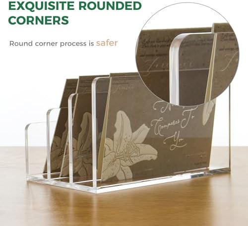 3 Compartments Clear Acrylic Mail Holder – Vertical Letter Sorter &