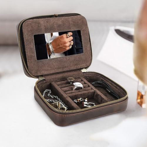 CONTACTS Full Grain Leather Jewelry Box for Men Travel Jewelry