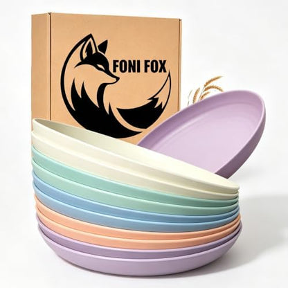 Plastic Plates Reusable, 9 IN Wheat Straw Plates, Deep Dinner Plates