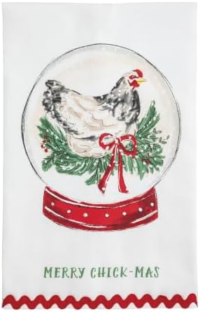 Mud Pie Snowglobe Printed Towel, Decorative Cotton Kitchen Towel