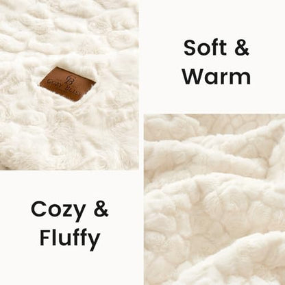 Cozy Bliss Faux Fur Throw Blanket for Couch, Fuzzy Soft Plush Thick