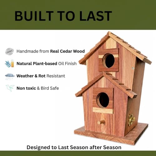 Cedar Bird House for Outside, Wooden Birdhouse for Outdoors, Bluebird