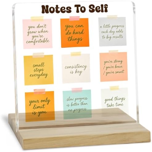 Notes to Self Inspirational Acrylic Plaque, Positive Quote Desk Decor
