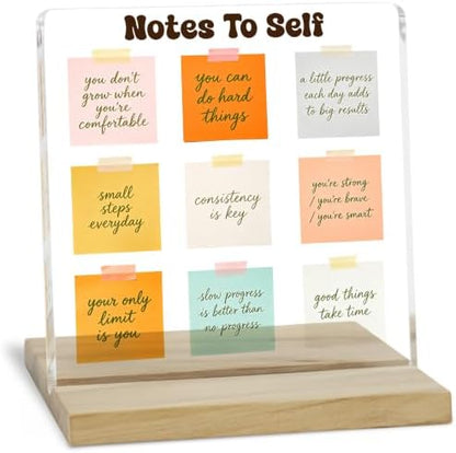 Notes to Self Inspirational Acrylic Plaque, Positive Quote Desk Decor